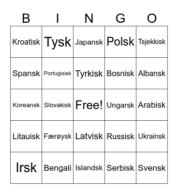 Test Bingo Card