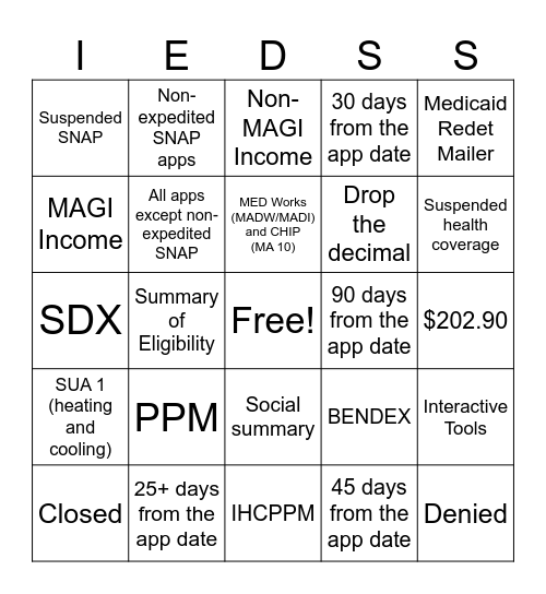 IEDSS BINGO Card
