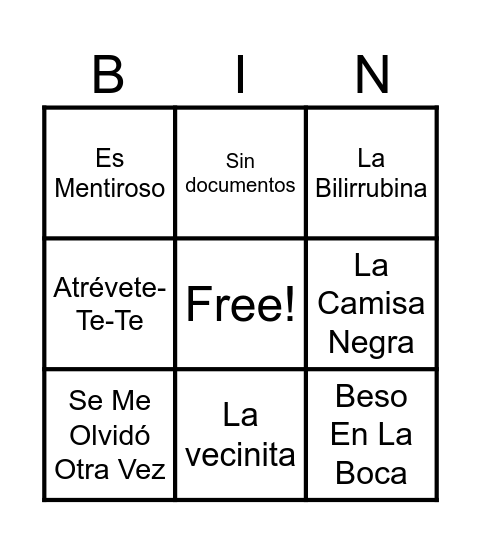 BINGO MUSICAL Bingo Card