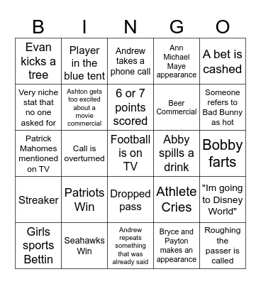 Football Bingo Card