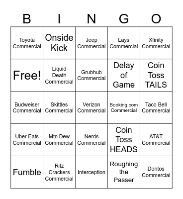 SUPERBOWL 2026 Bingo Card