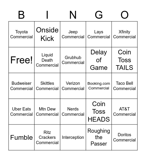 SUPERBOWL 2026 Bingo Card