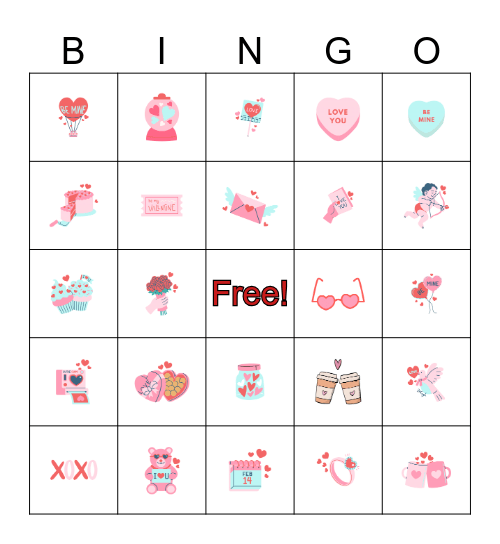 Valentines Day Bingo Card