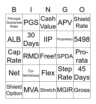Fixed and MSLS Bingo Card