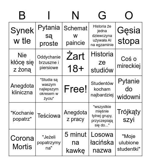 Zawijas Bingo Card