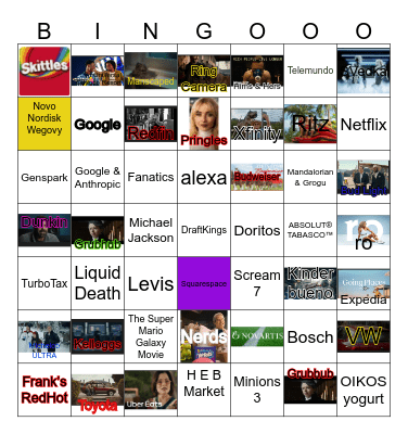 2026 Superbowl Bingo Card