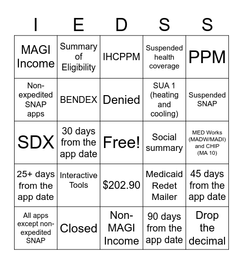 IEDSS BINGO Card