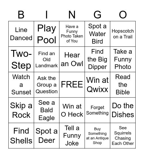 Camping Trip Bingo Card