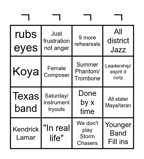 Duane's Bingo Bwango Bingo Card