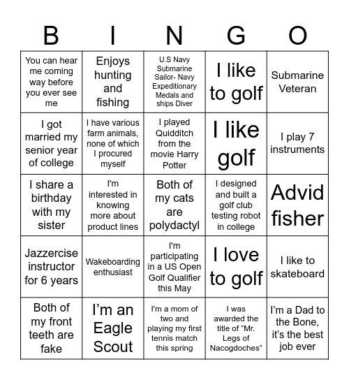 PRT Bingo Test Bingo Card
