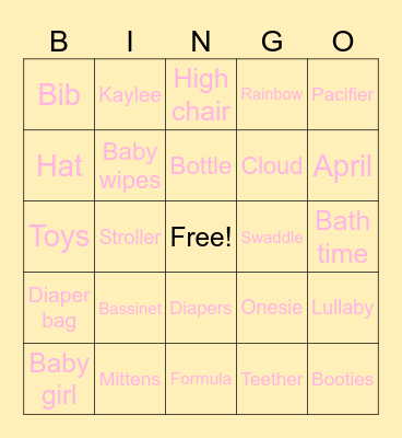 Baby bingo💗 Bingo Card