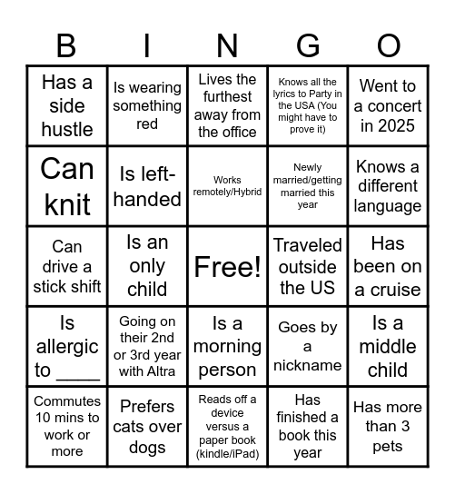 Find Someone Who... Bingo Card