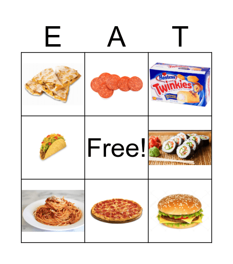 Food Around the world Bingo Card