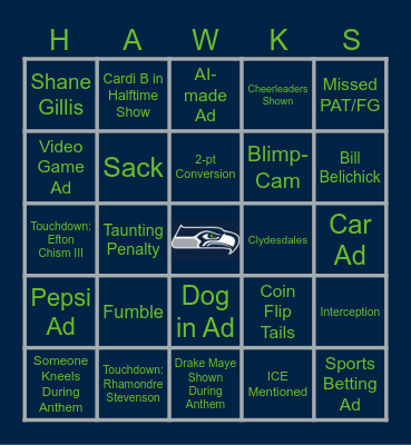 Super Bowl LX Bingo! Bingo Card