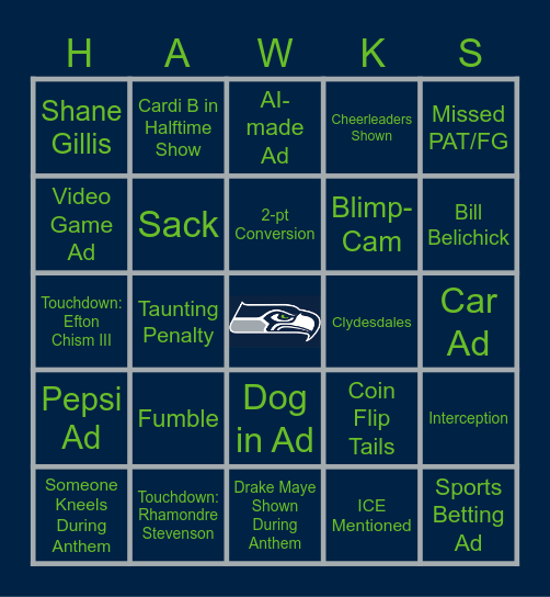 Super Bowl LX Bingo! Bingo Card