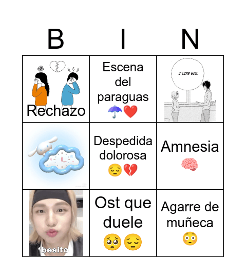 Kdrama Cliché Bingo Card