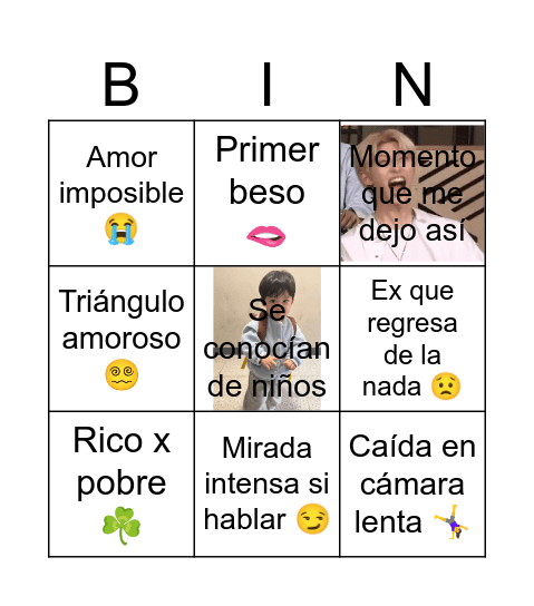Kdrama cliché 1.1 Bingo Card