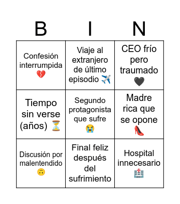 Kdrama cliché 1.2 Bingo Card