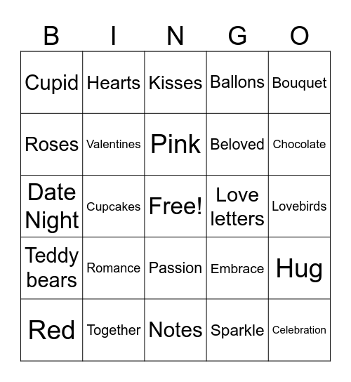Valentine's Day Bingo Card