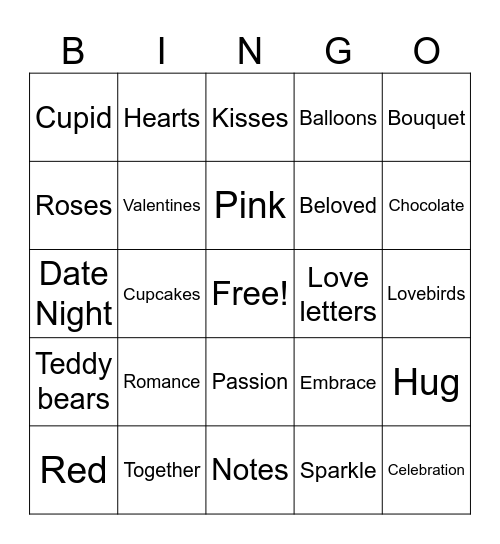 Valentine's Day Bingo Card