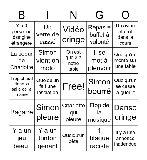 Bingo Mariage S&C Bingo Card