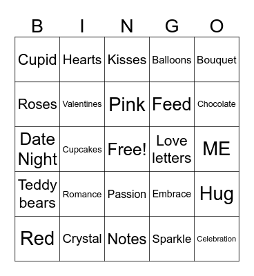 Valentine's Day Bingo Card