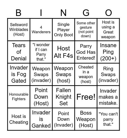 DS3 INVASION BINGO Card
