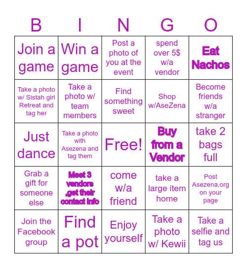 Rich Rising Community Events Bingo Card