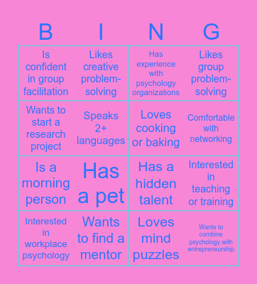 Building Bridges Bingo Card