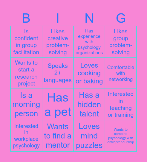 Building Bridges Bingo Card