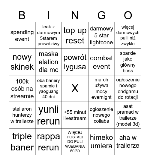 4.0 stream Bingo Card