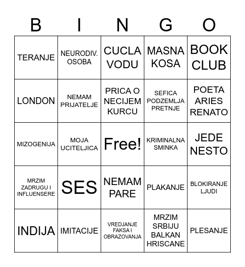 GRETA LIVE BINGO Card