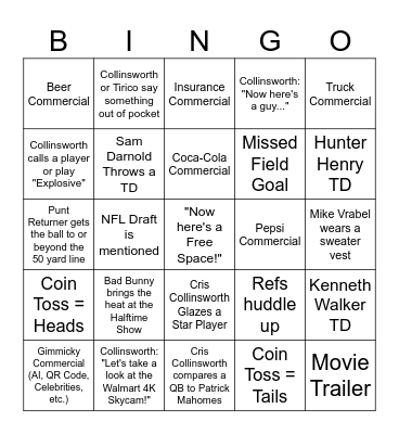 Super Bowl LX Bingo Card