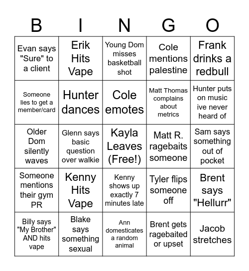 Best Buy Biggie Bingo Card