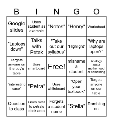 Miss Bronk Legal studies bingo Card