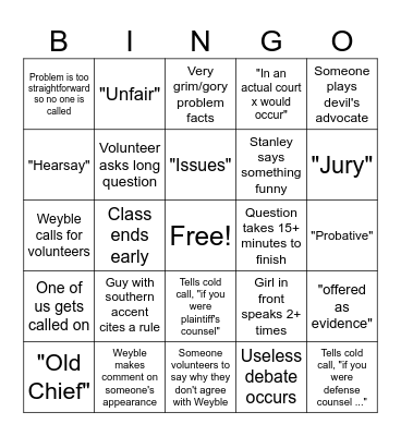 Evidently, These Things Occurred Bingo Card