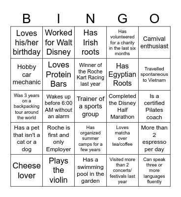 Team Bingo Card
