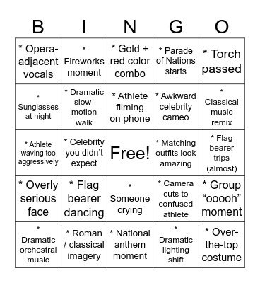 Medaglia d’Oro Bingo Card