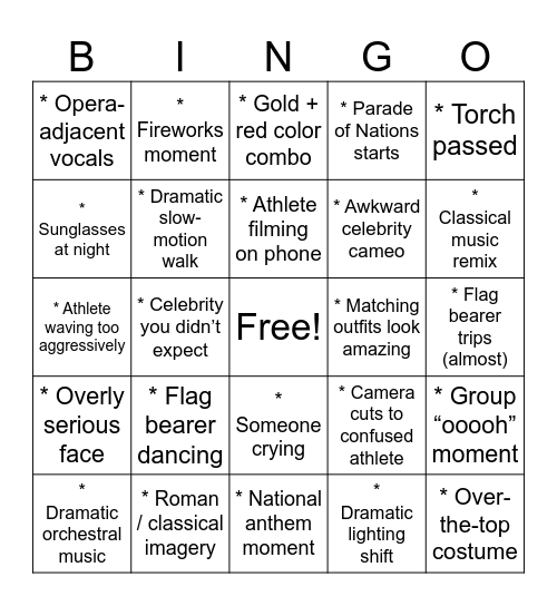 Medaglia d’Oro Bingo Card