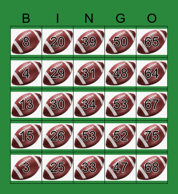 Superbowl Bingo Card