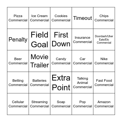 2026 Super Bowl Bingo Card