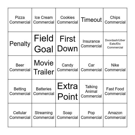 2026 Super Bowl Bingo Card