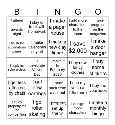 February Bingo Card