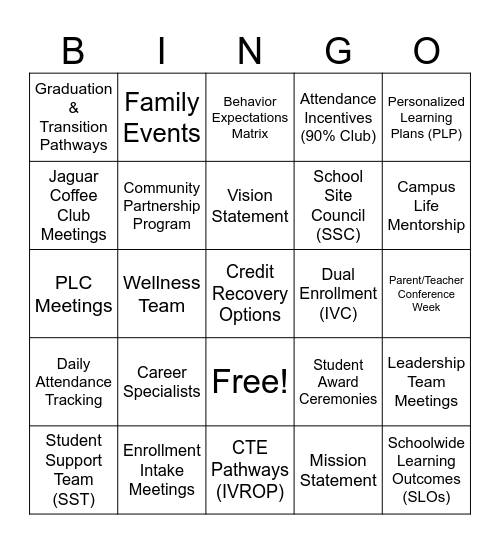WASC BINGO Card