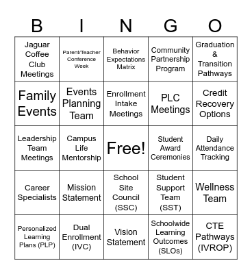 WASC BINGO Card