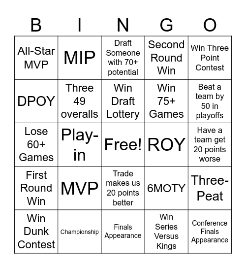 NBA REBUILD BINGO Card