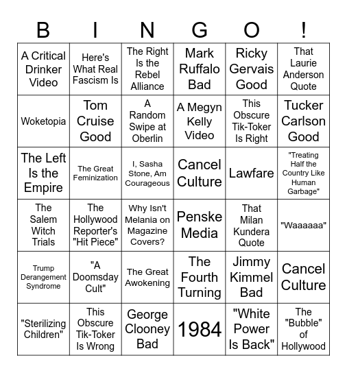 Sasha Stone Bingo Card