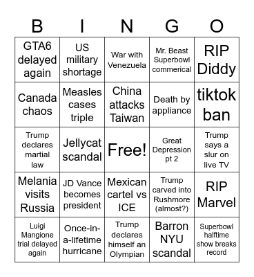 bingo 2026 Bingo Card