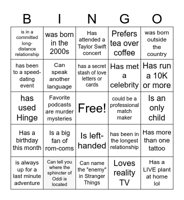 Galentine's Bingo Card
