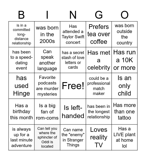 Galentine's Bingo Card